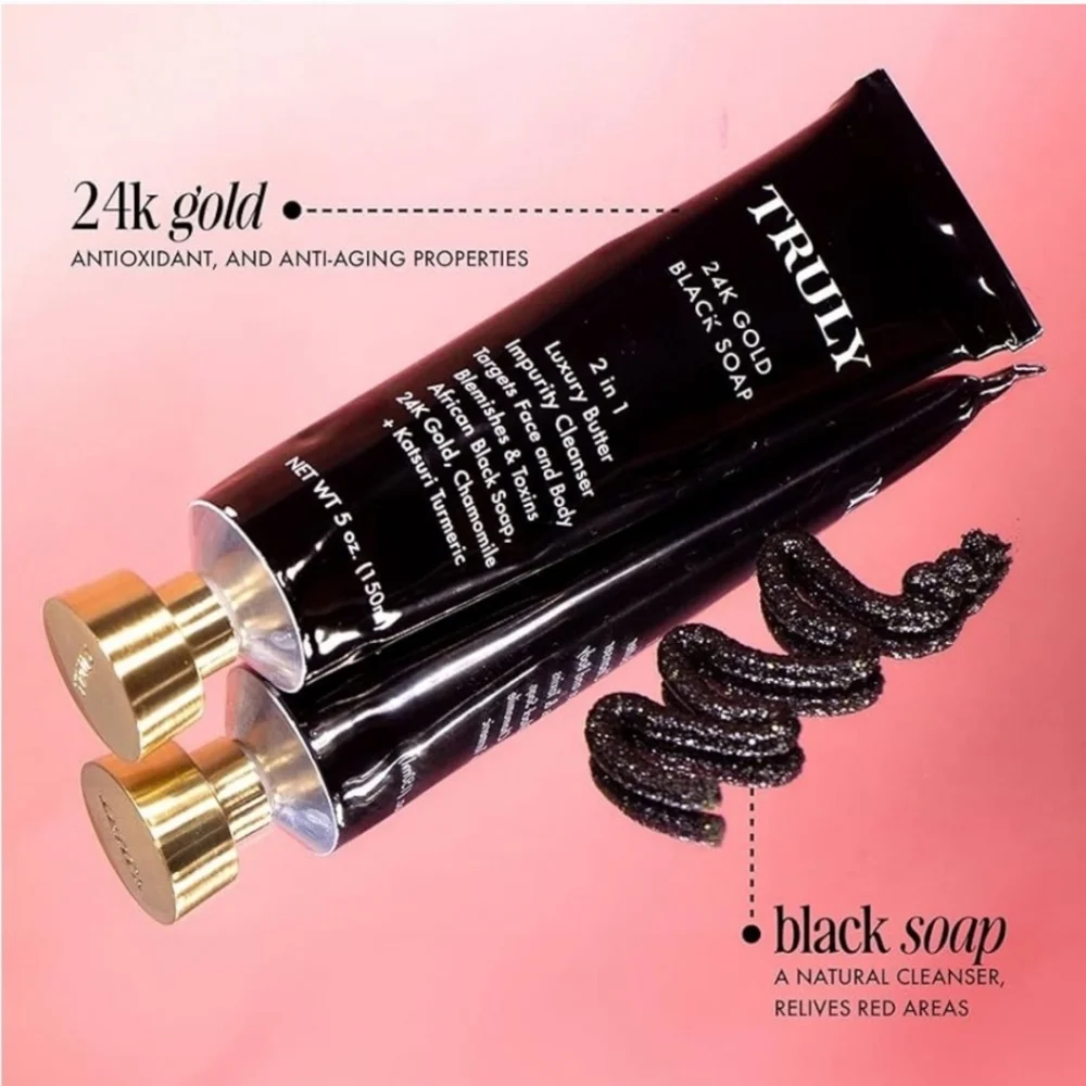 NIB TRULY 24k Gold Black soap 2 in 1 Luxury Butter Impurity Cleanser 5 oz